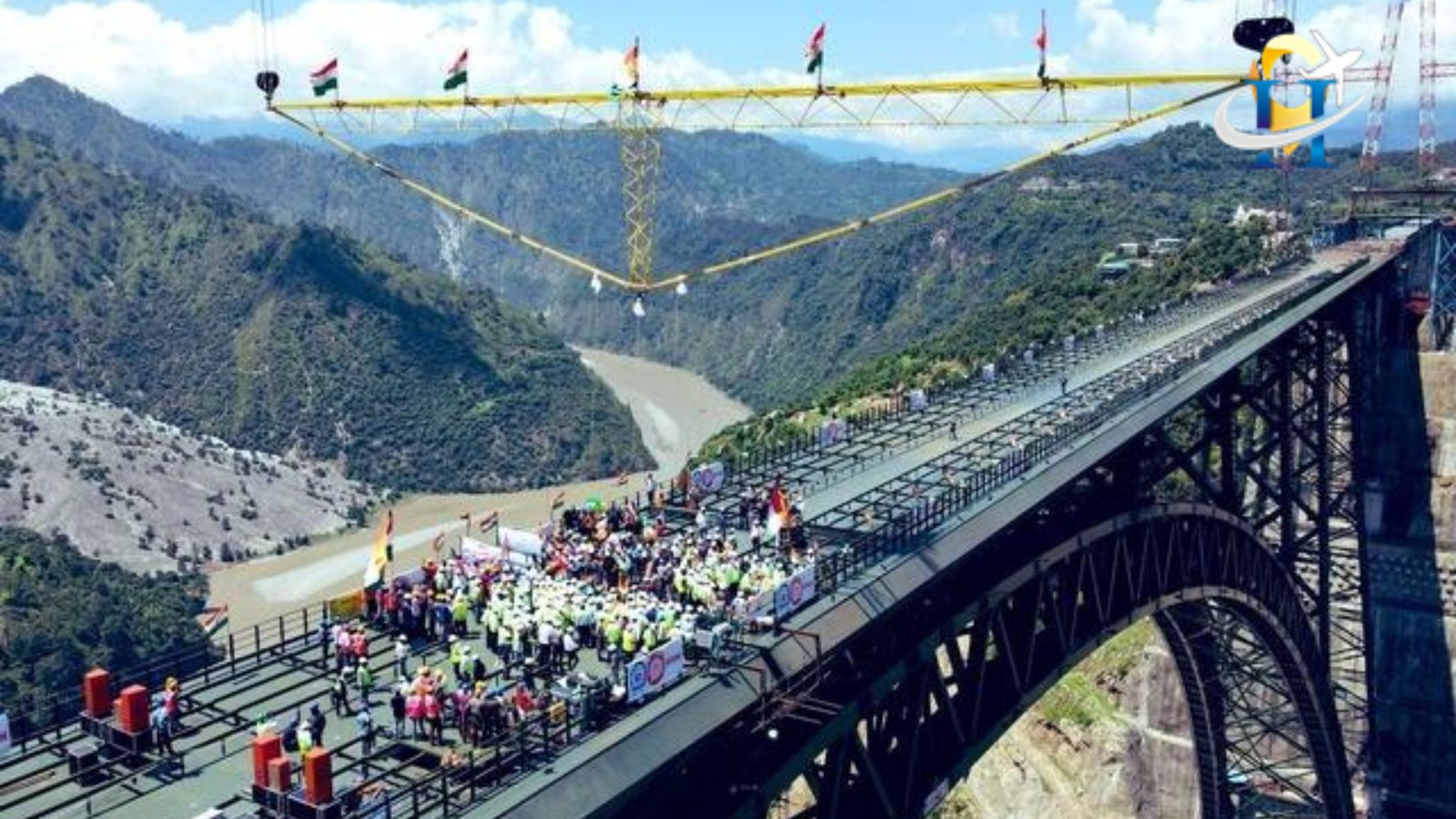 Golden joint' inaugurated  on Chenab Railway Bridge in Kashmir's