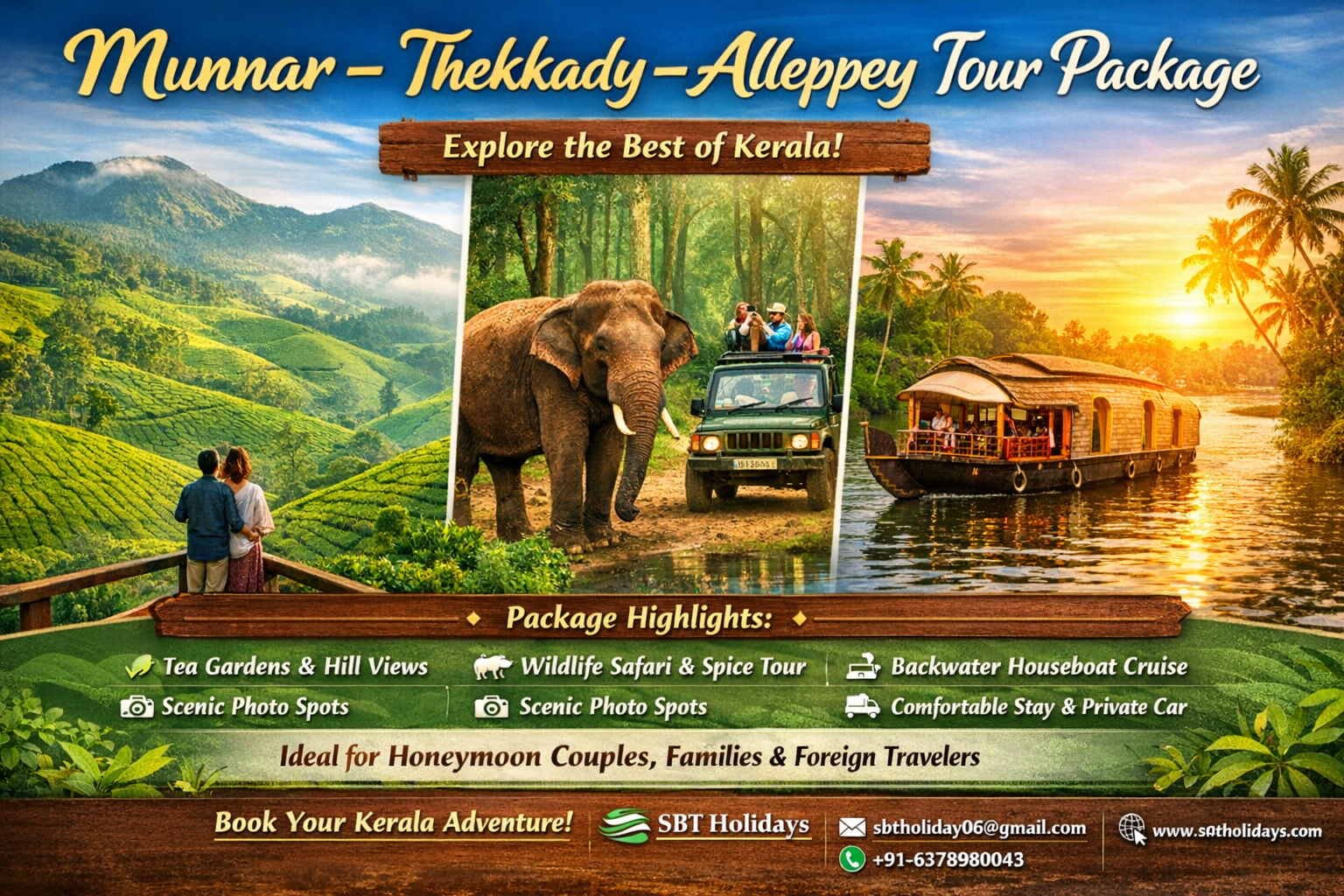 Munnar Thekkady Alleppey Tour Package